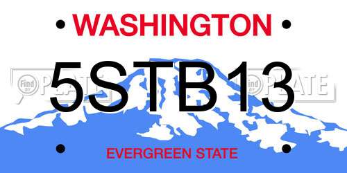 5STB13 Washington License Plate