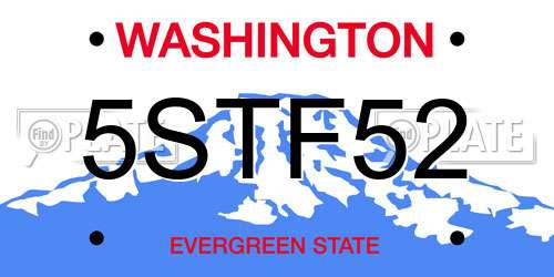 5STF52 Washington License Plate