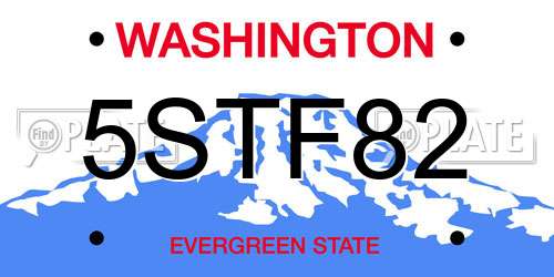 5STF82 Washington License Plate