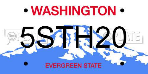 5STH20 Washington License Plate