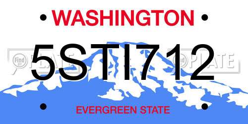 5STI712 Washington License Plate