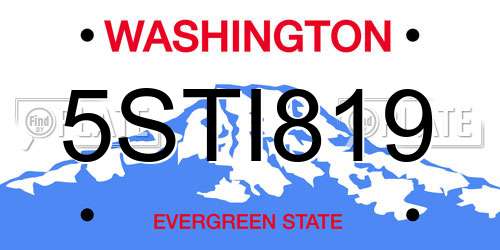 5STI819 Washington License Plate