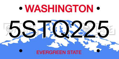 5STQ225 Washington License Plate