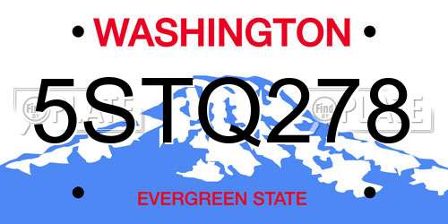 5STQ278 Washington License Plate