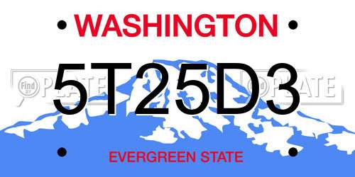 5T25D3 Washington License Plate