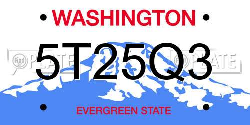 5T25Q3 Washington License Plate
