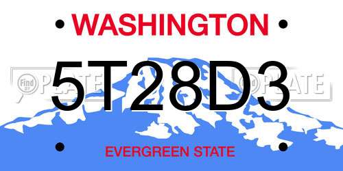 5T28D3 Washington License Plate