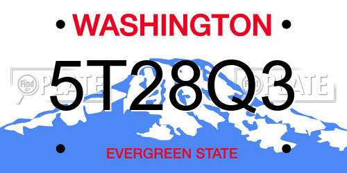 5T28Q3 Washington License Plate