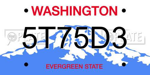 5T75D3 Washington License Plate