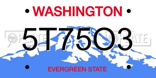 5T75O3 Washington License Plate
