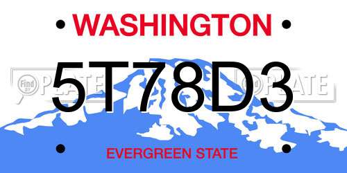 5T78D3 Washington License Plate