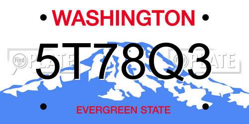 5T78Q3 Washington License Plate