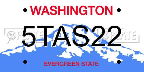 5TAS22 Washington License Plate