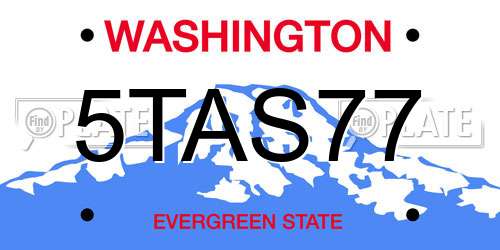 5TAS77 Washington License Plate