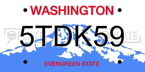 5TDK59 Washington License Plate