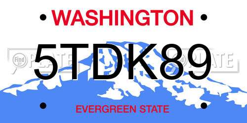5TDK89 Washington License Plate
