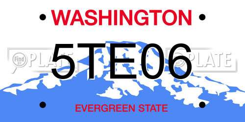 5TE06 Washington License Plate