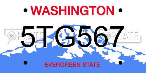 5TG567 Washington License Plate