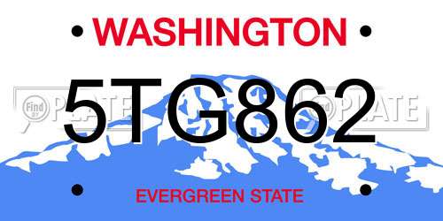 5TG862 Washington License Plate