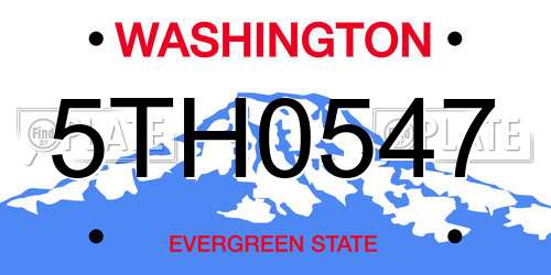 5TH0547 Washington License Plate