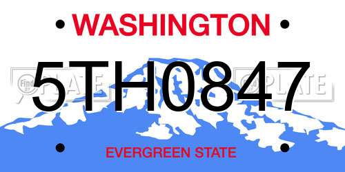 5TH0847 Washington License Plate