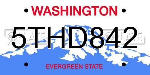 5THD842 Washington License Plate