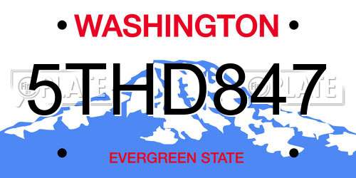 5THD847 Washington License Plate
