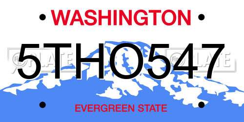 5THO547 Washington License Plate