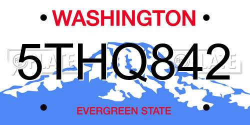 5THQ842 Washington License Plate