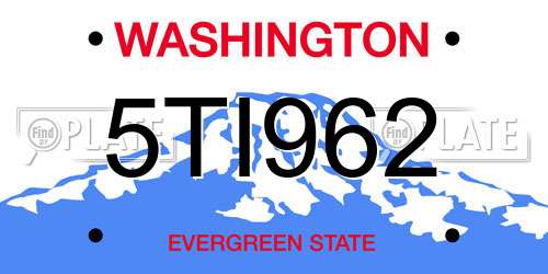 5TI962 Washington License Plate