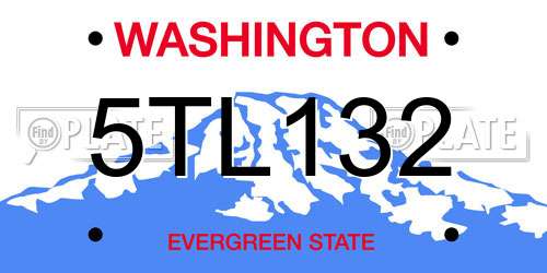 5TL132 Washington License Plate