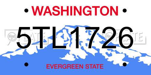 5TL1726 Washington License Plate