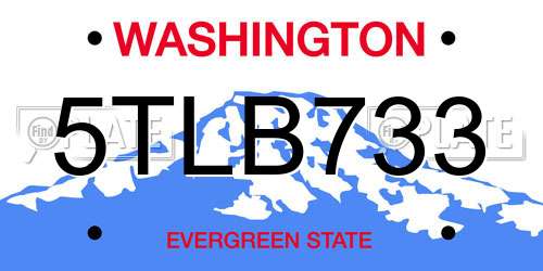 5TLB733 Washington License Plate