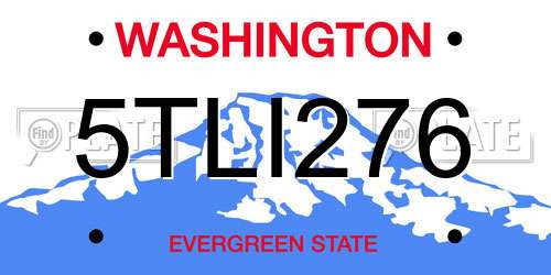 5TLI276 Washington License Plate