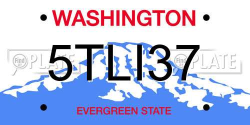 5TLI37 Washington License Plate