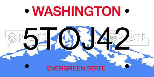 5TOJ42 Washington License Plate