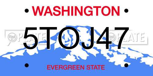 5TOJ47 Washington License Plate