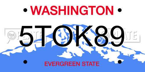 5TOK89 Washington License Plate