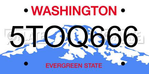 5TOQ666 Washington License Plate