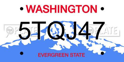 5TQJ47 Washington License Plate