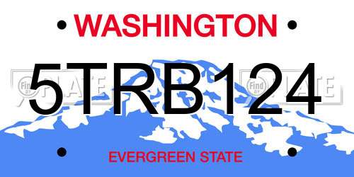 5TRB124 Washington License Plate