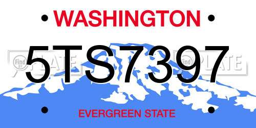 5TS7397 Washington License Plate