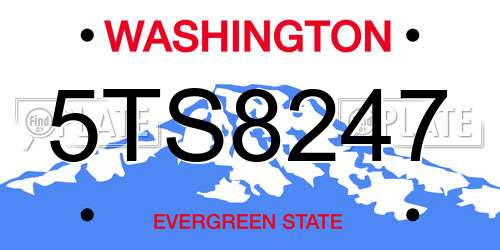 5TS8247 Washington License Plate