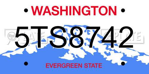 5TS8742 Washington License Plate