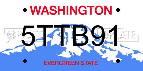 5TTB91 Washington License Plate