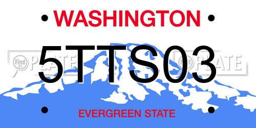 5TTS03 Washington License Plate