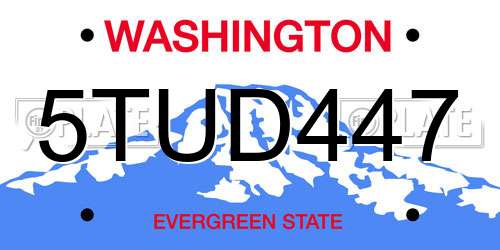 5TUD447 Washington License Plate