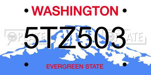 5TZ503 Washington License Plate