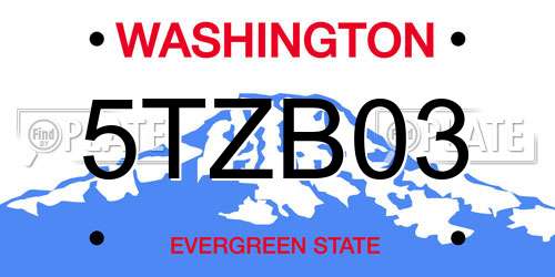 5TZB03 Washington License Plate