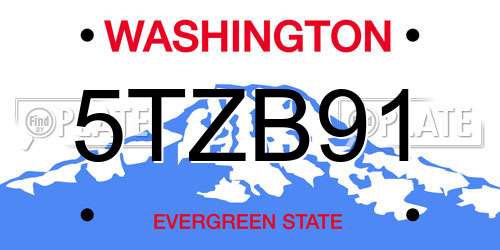 5TZB91 Washington License Plate